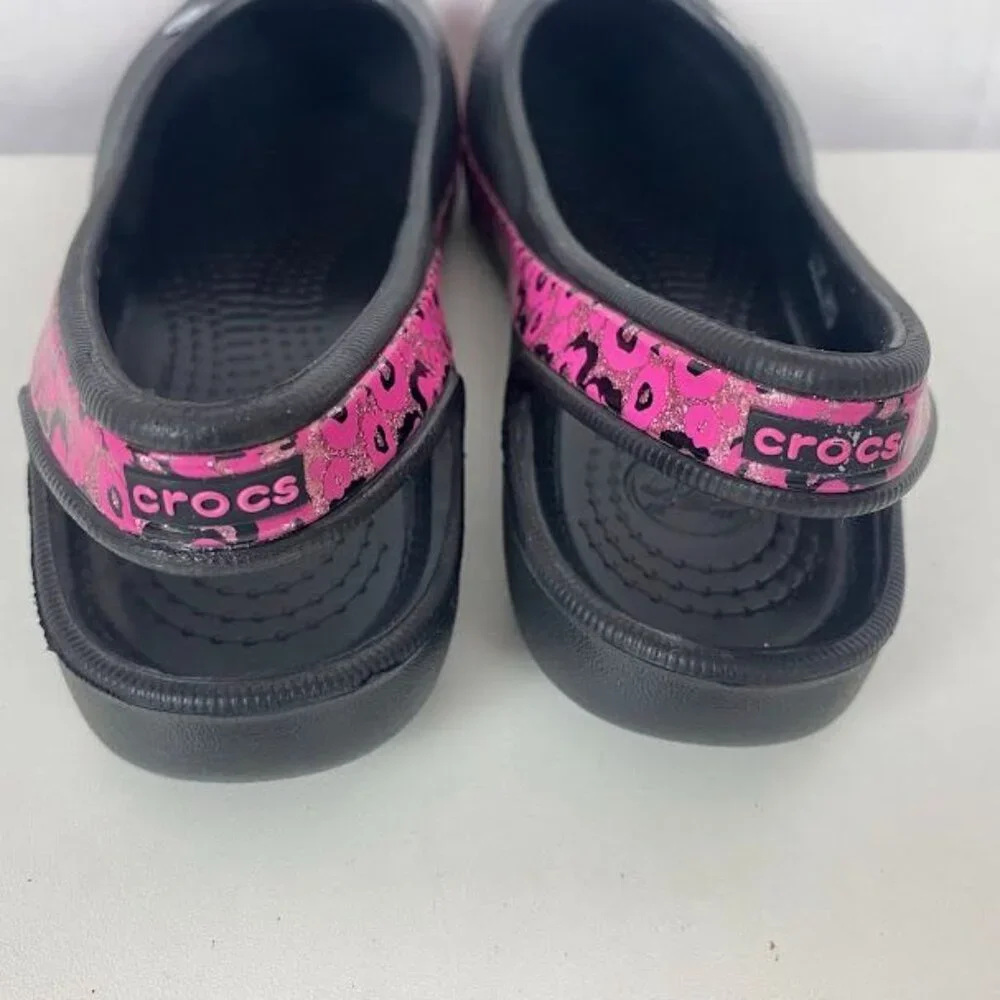 Crocs‎ Black Girls Kadee Rubber Mary Jane Flats Junior Size 6.